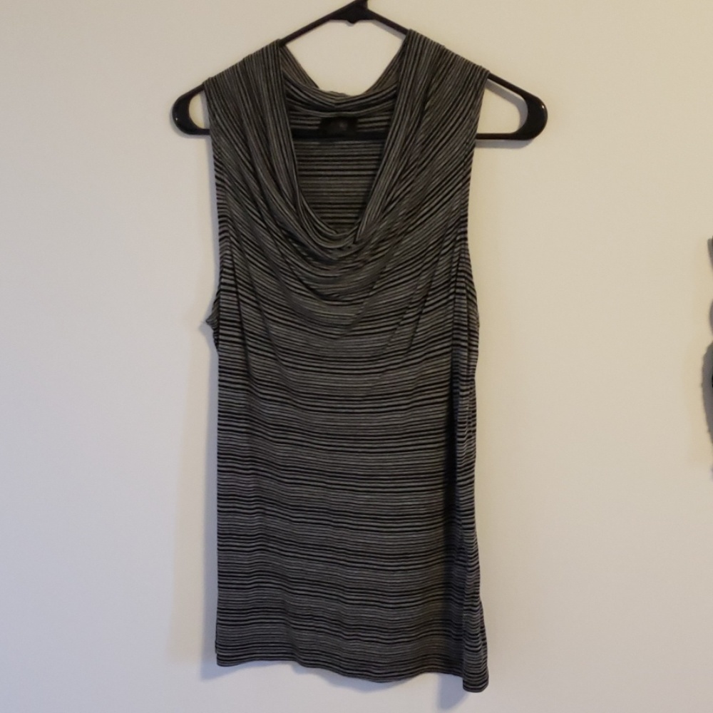 Scoop neck grey & black striped tank